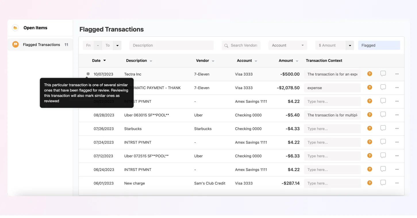 Review and Manage Similarly Flagged Transactions
