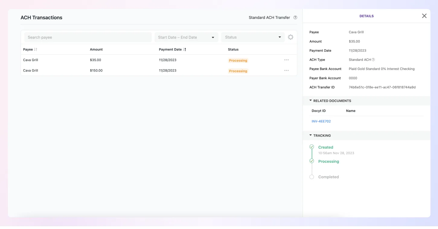 Real-Time Insights on ACH Payment