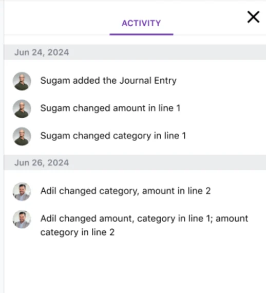 Journal Entry History